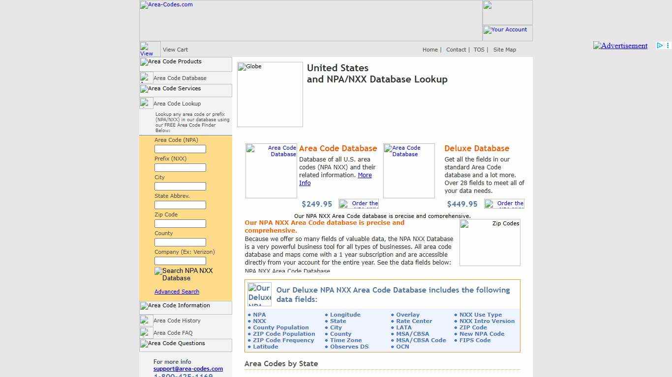 NPA NXX Area Code Database List Directory with Exchanges